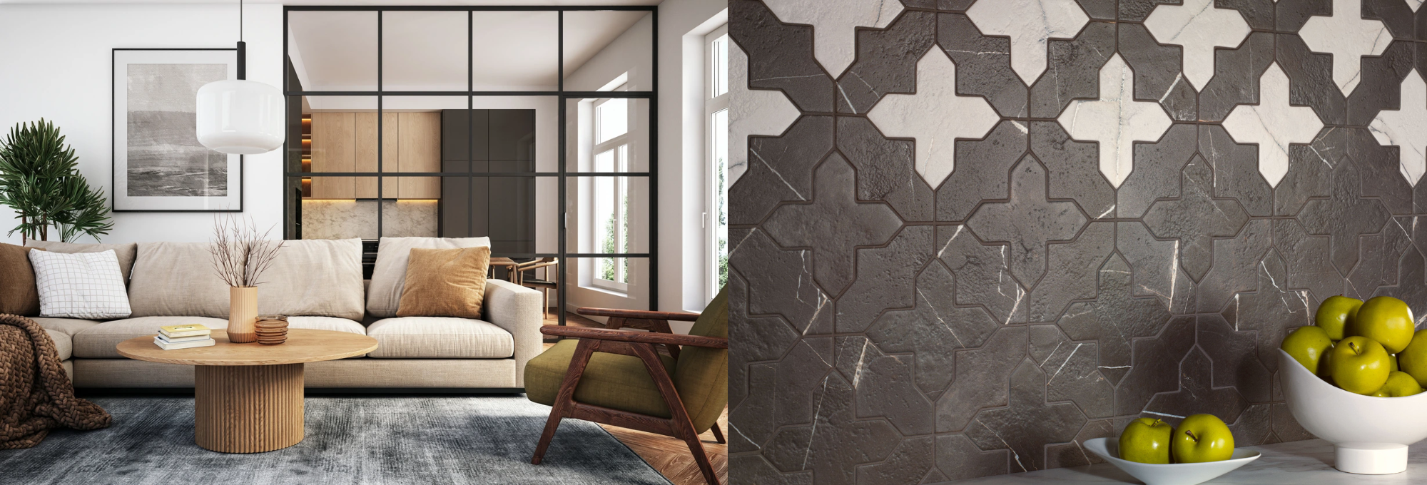 Modern black and white backsplash tile, style quiz