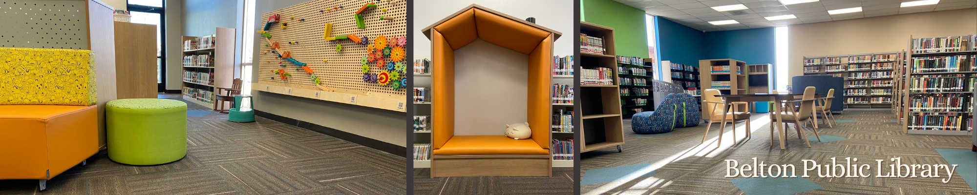 Commercial carpet tile in a public library