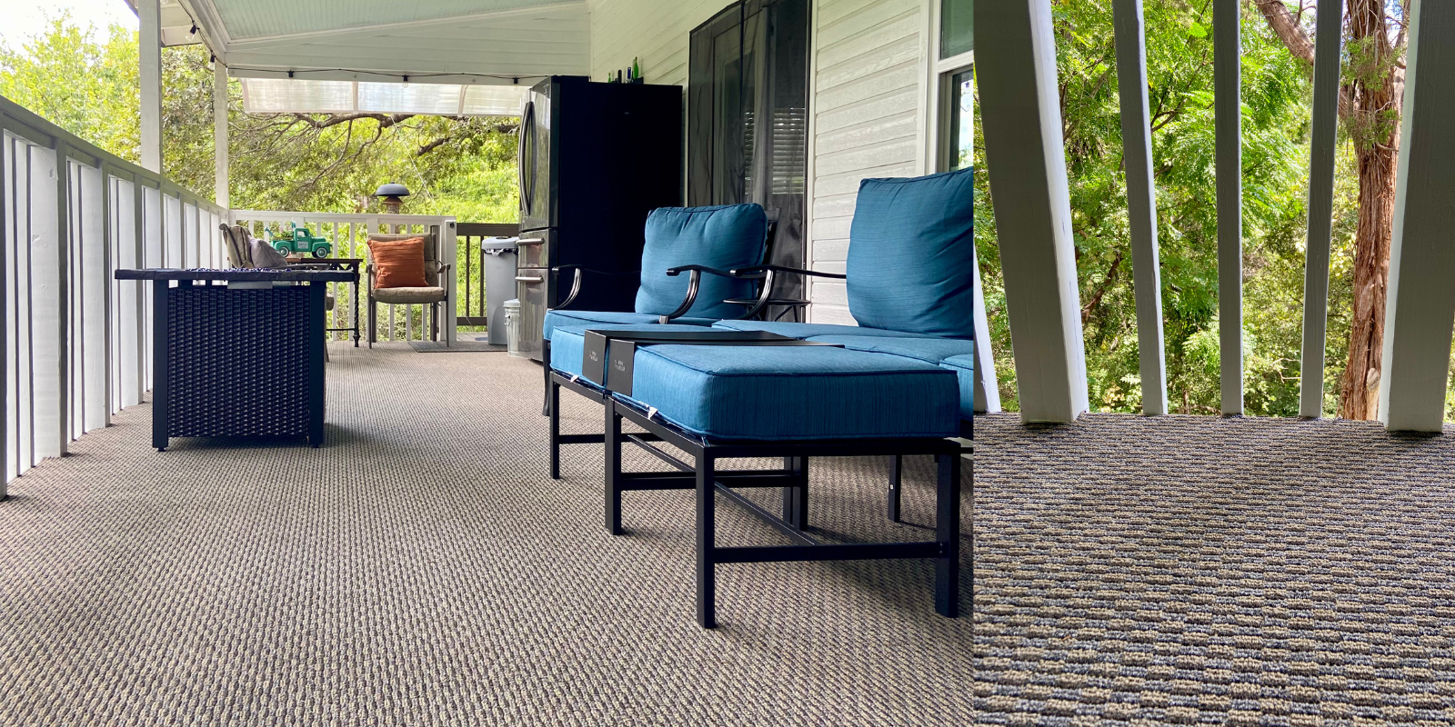 outdoor carpet on elevated porch