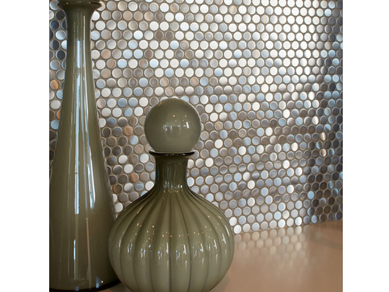 metallic penny round tile
